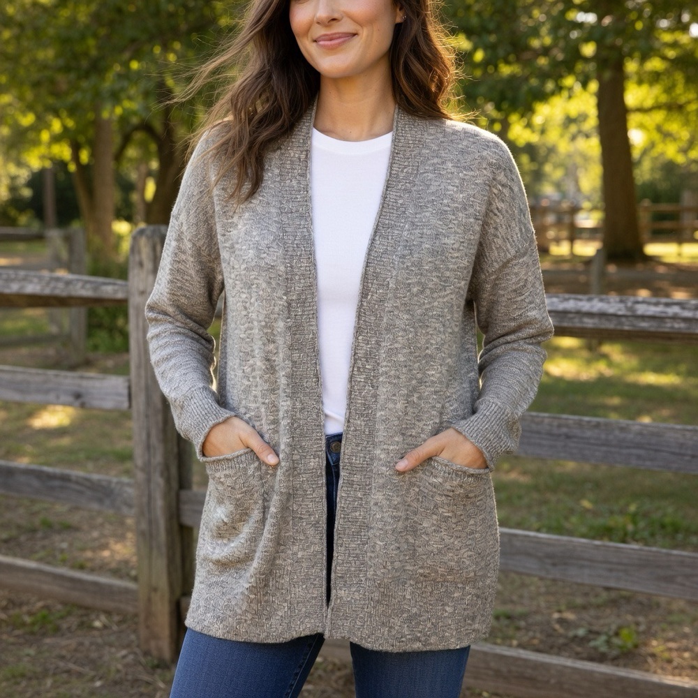 Madewell Heather Gray Open-Front Cardigan Sweater Duster Size M